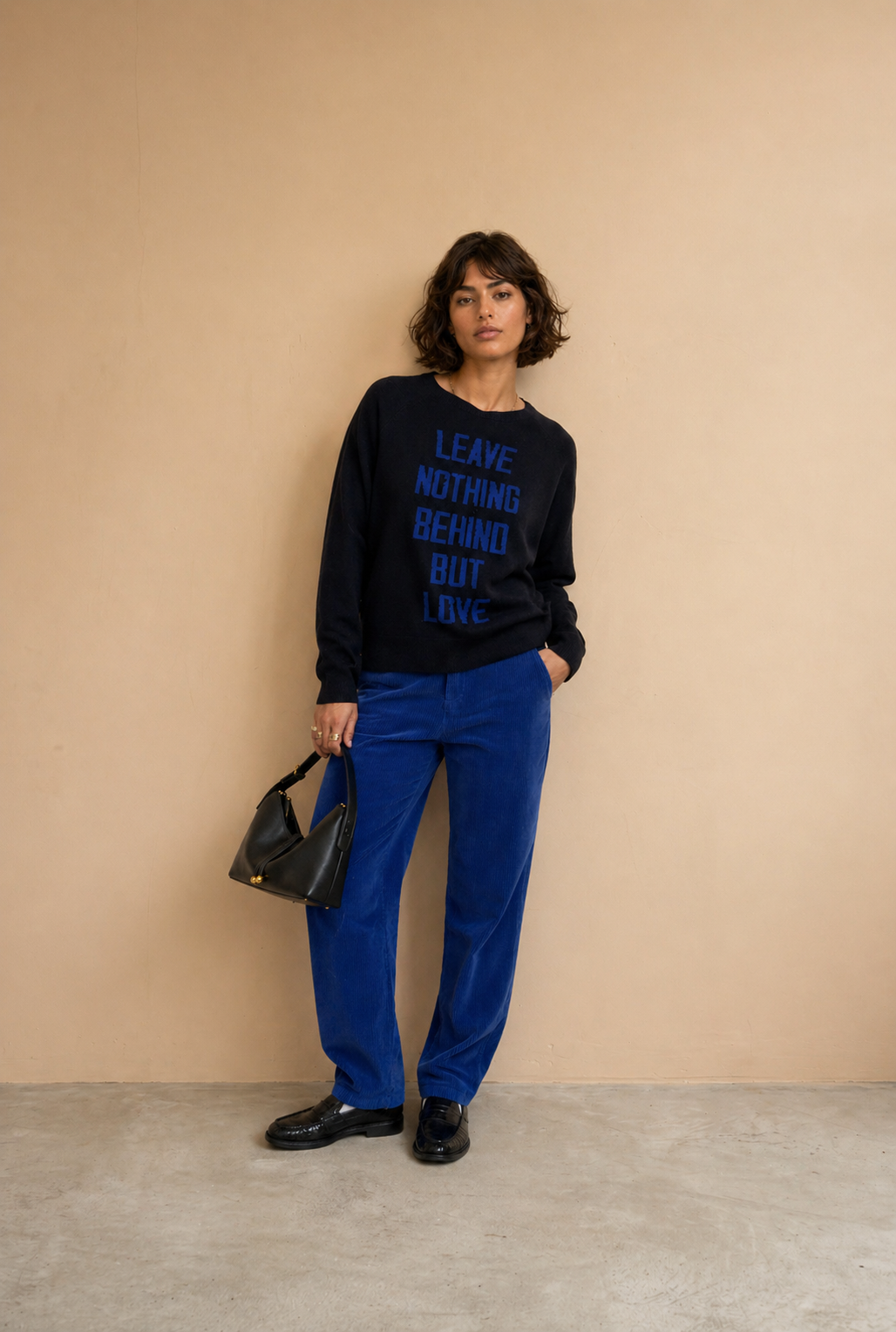Pantalon droit en velours côtelé Raquel - Électrique
