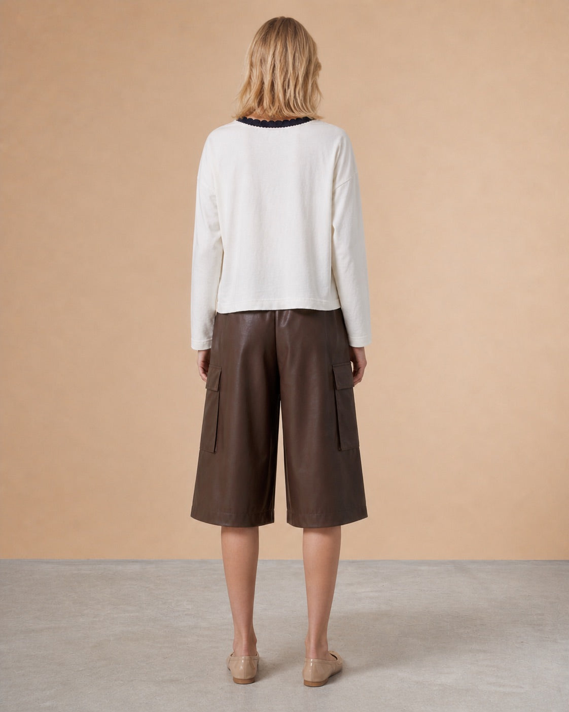 Bermuda effet cuir Pita - Taupe