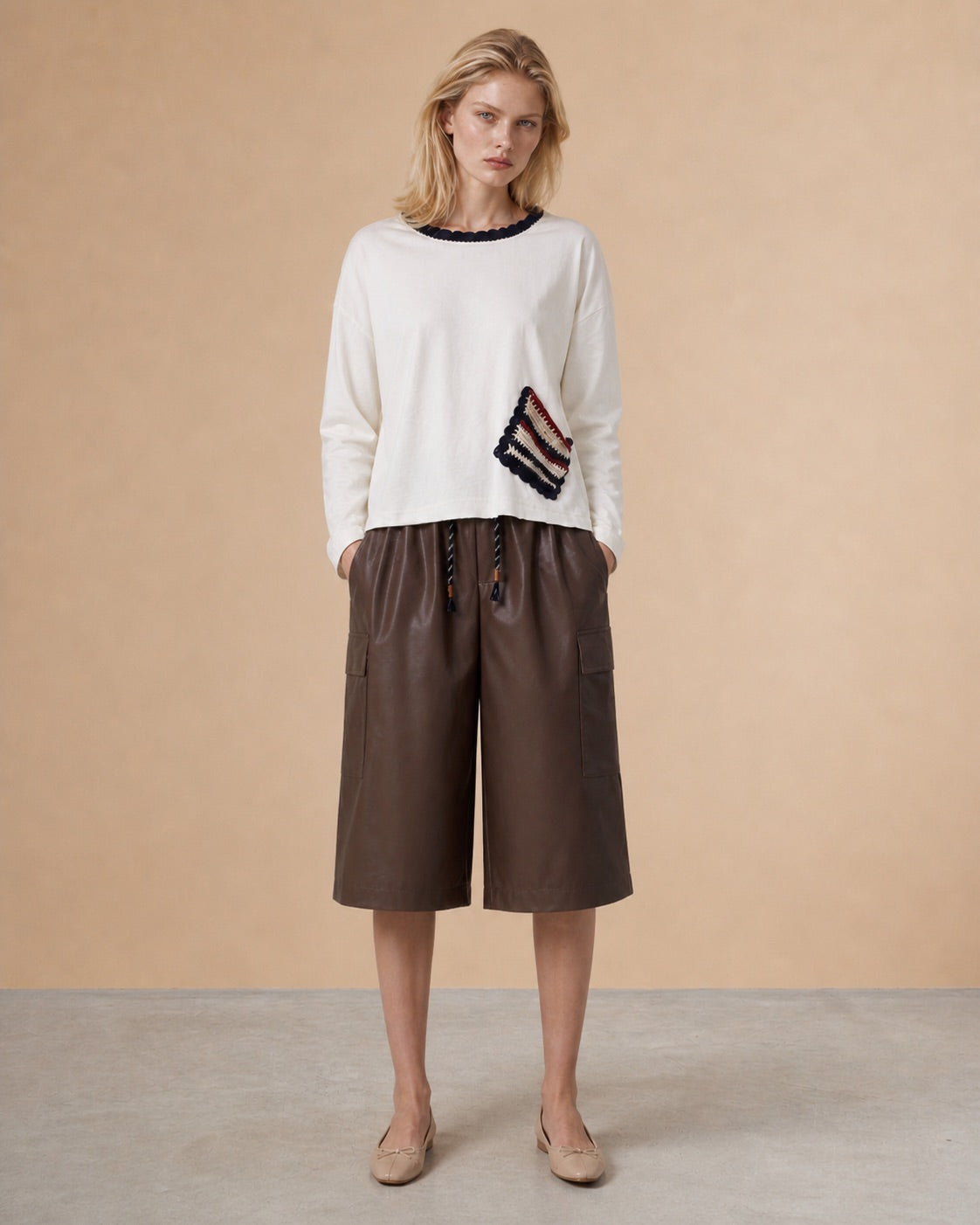 Bermuda effet cuir Pita - Taupe