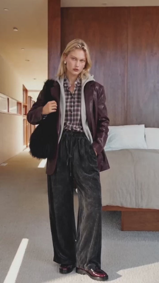 Blazer effet cuir & capuche grise Patcha - Bordeaux