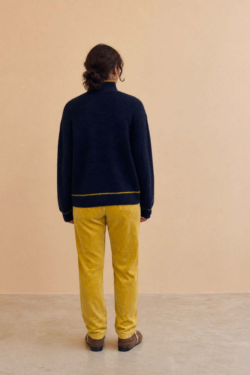 Pull à motifs géométriques jaunes Aurea - Marine