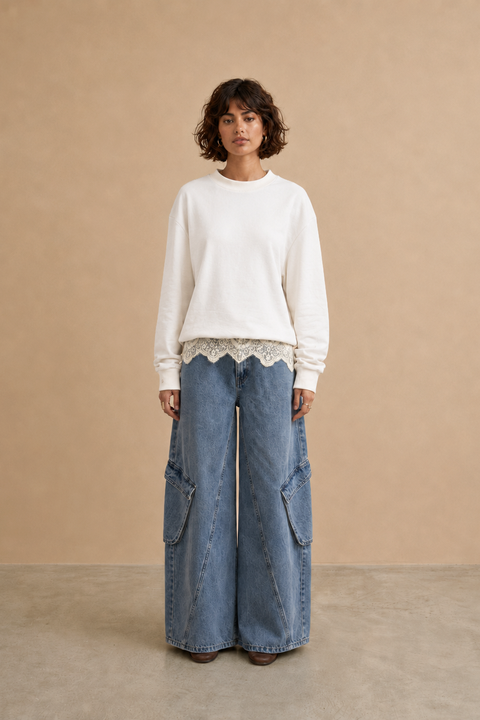 Jeans largo cargo Timeo - Denim