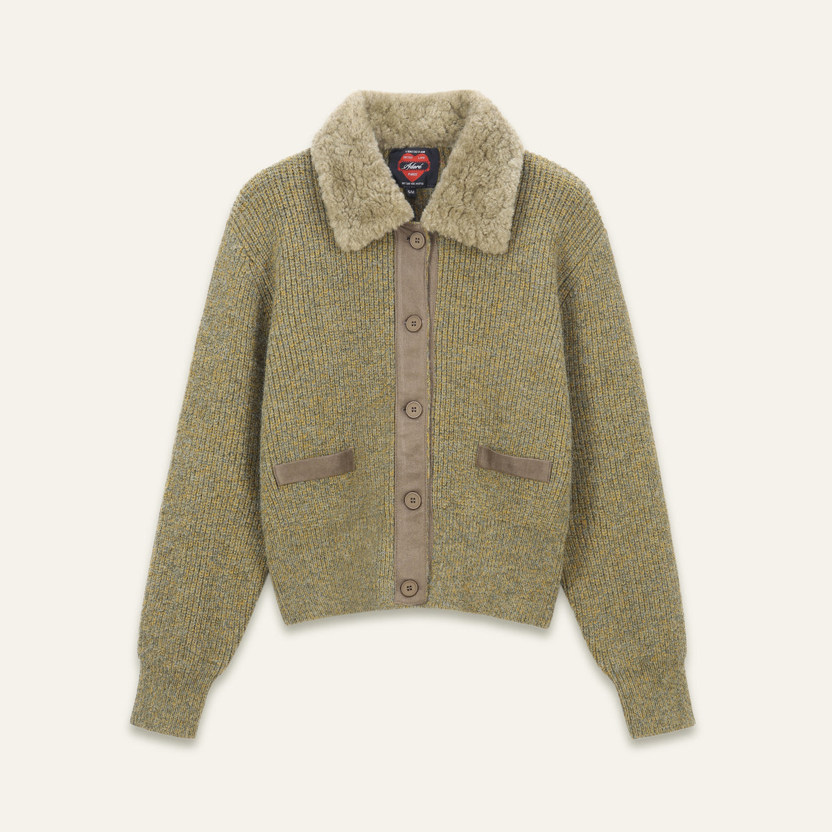 Cardigan col fausse fourrure Benji - Kaki