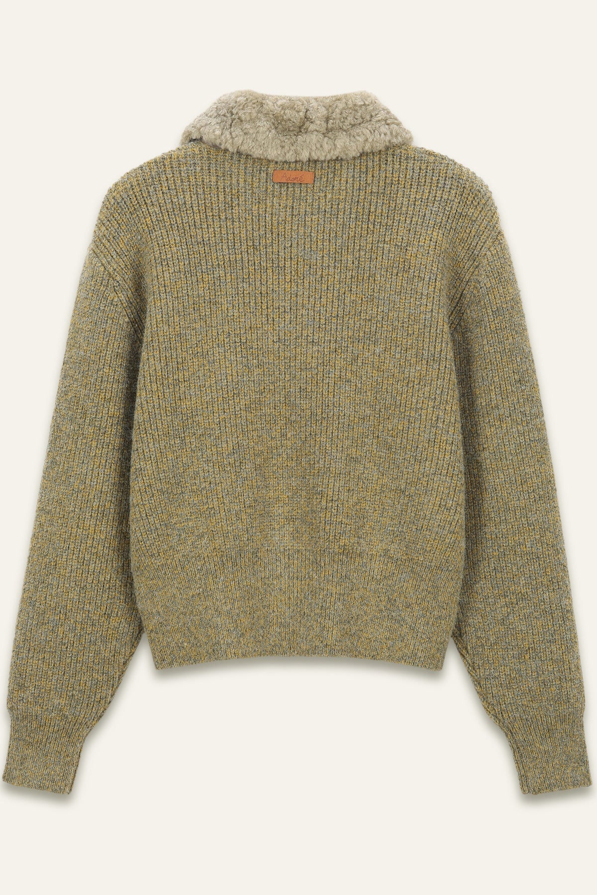 Cardigan en maille à col effet fourrure Benji - Kaki