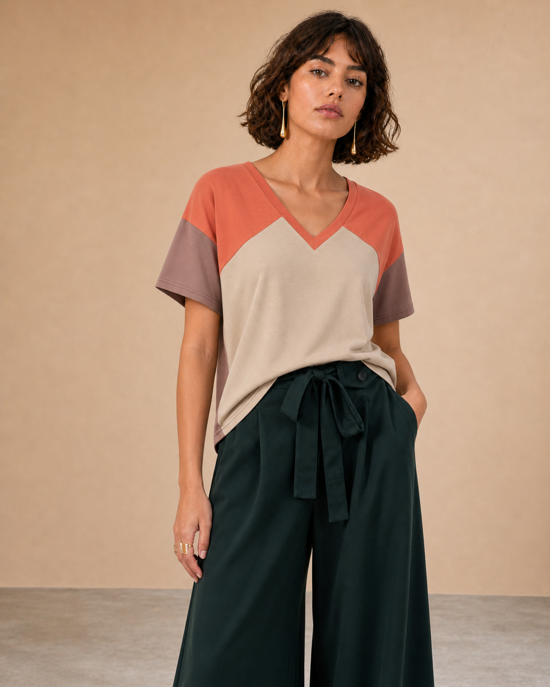 T-shirt Raja - Mix Orange et Choco