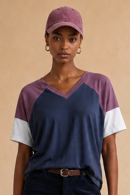 T-shirt Raja - Mix Marine et Violet