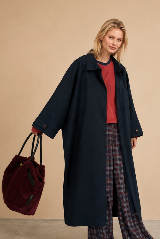 Trench long en coton Toscane - Marine