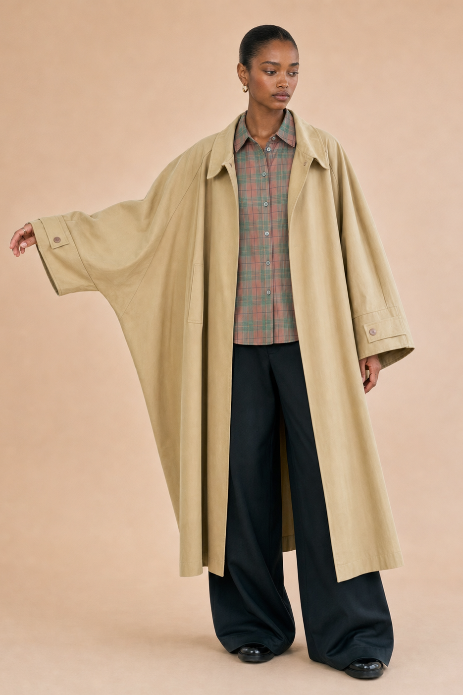 Trench long en coton Toscane - Beige