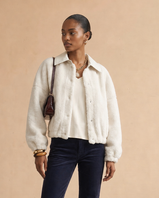 Veste effet fourrure Vero - Écru